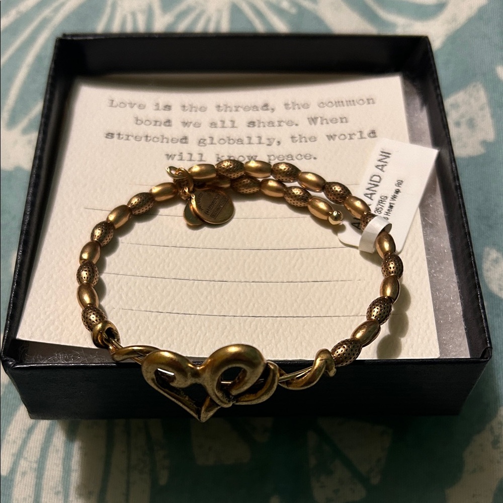 Alex and Ani Vintage 66 Heart Wrap Gold Bracelet
